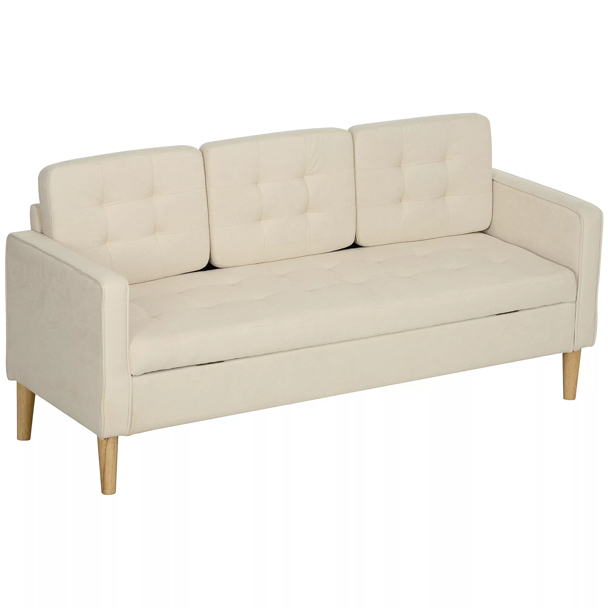 HOMCOM 3 Sitzer Sofa, Couch mit Stauraum, Holzbeine, Gepolsterter Polsterso günstig online kaufen