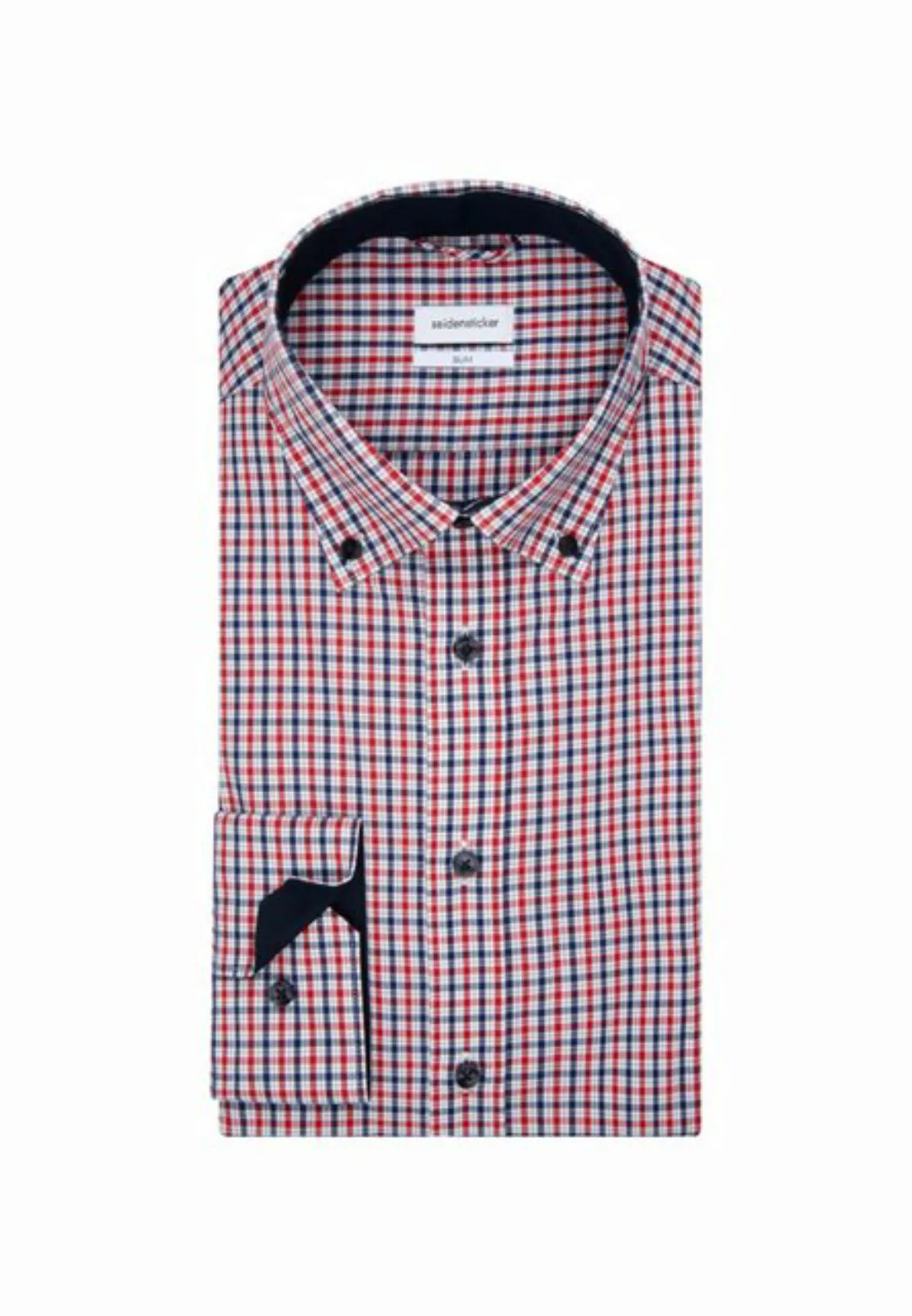 seidensticker Businesshemd Slim Slim Langarm Button-Down-Kragen Karo günstig online kaufen