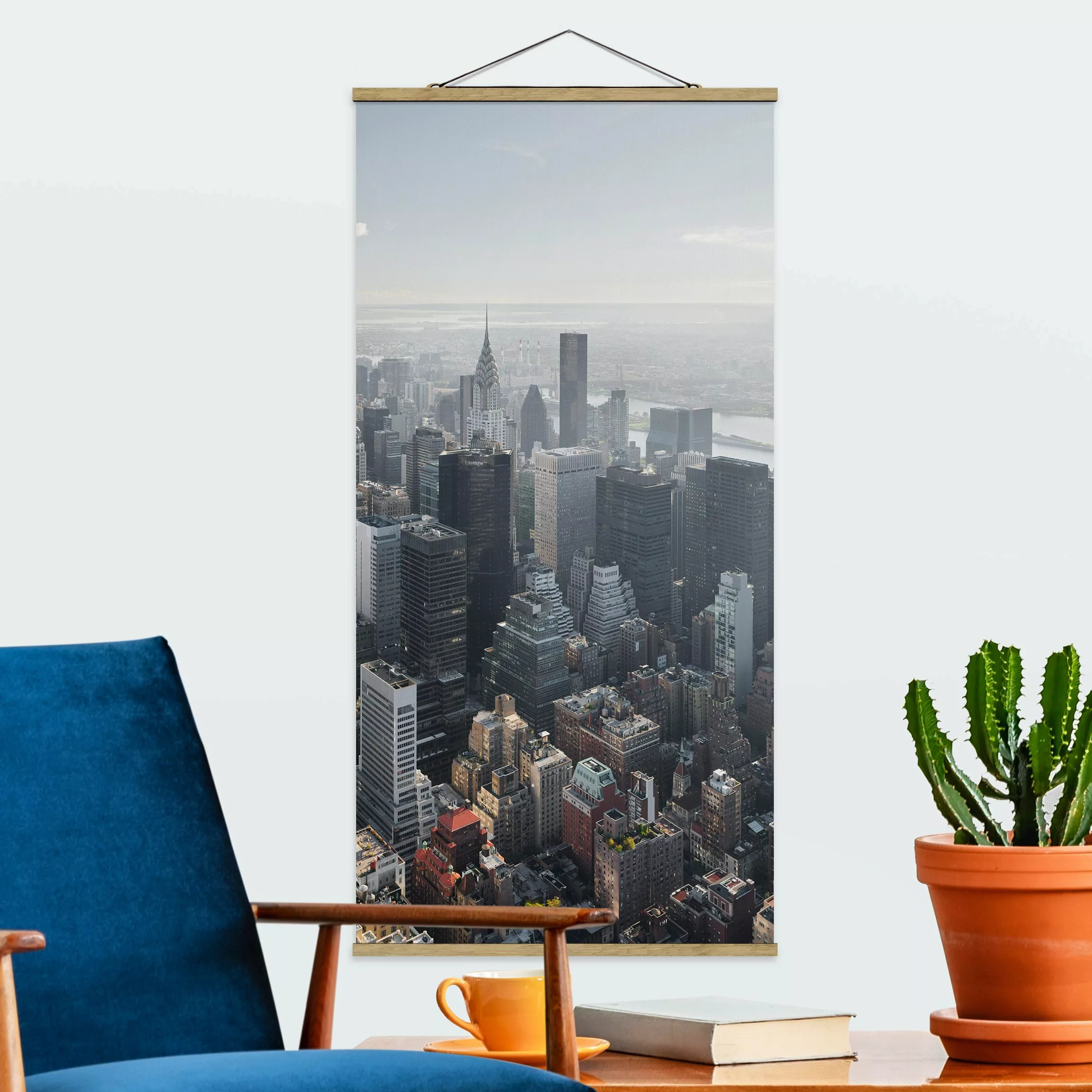 Stoffbild Architektur mit Posterleisten - Hochformat Vom Empire State Build günstig online kaufen