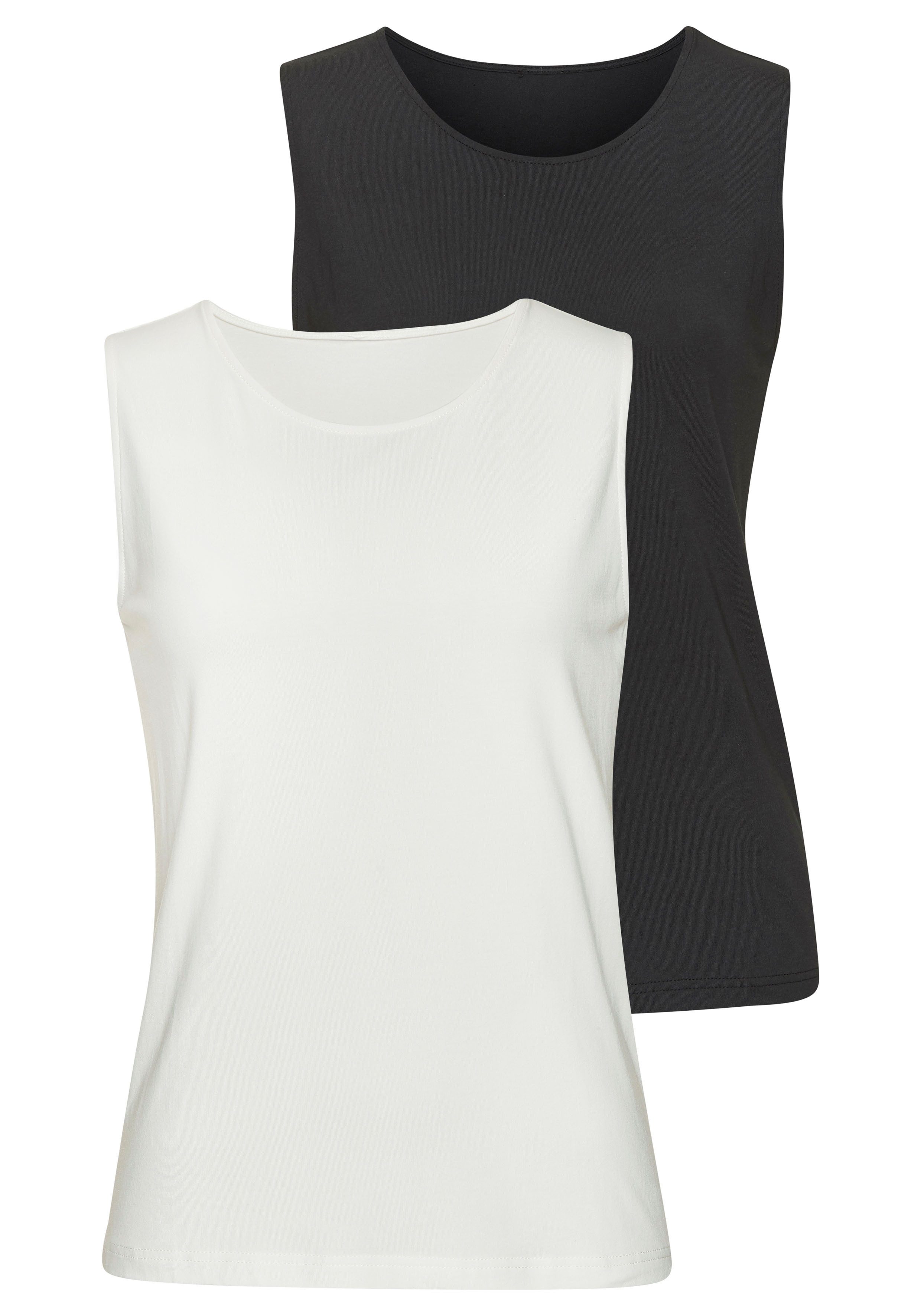 LASCANA Tanktop "aus elastischer Baumwoll-Modal-Qualität", (2er-Pack) günstig online kaufen