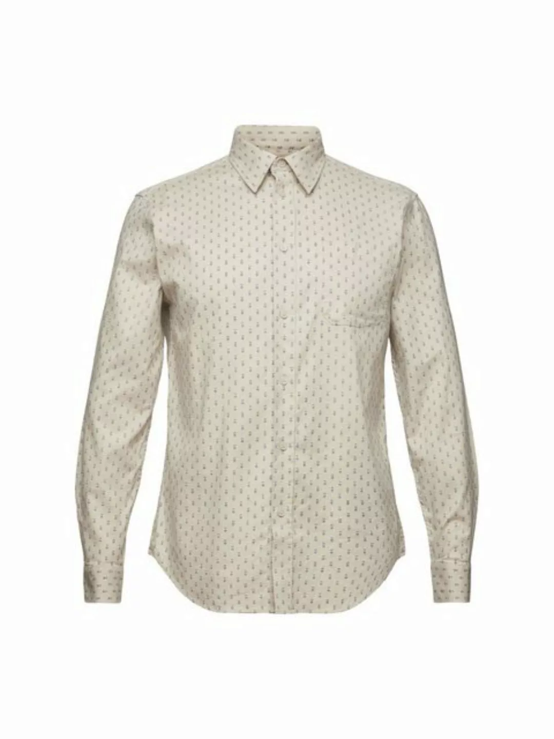 Esprit Langarmhemd Schmal geschnittenes Twill-Hemd mit Muster günstig online kaufen