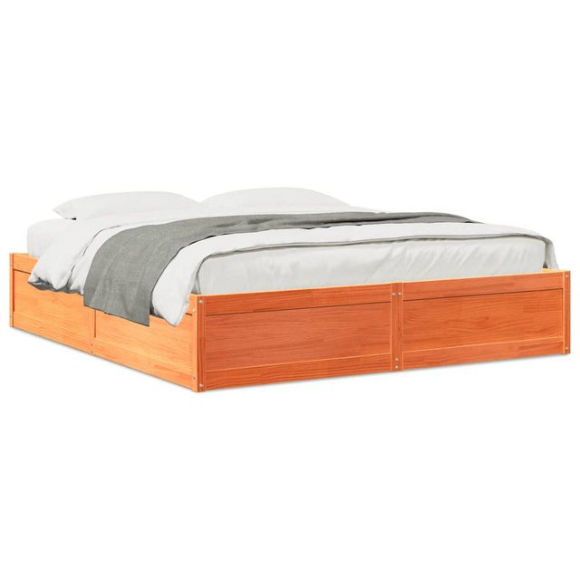 vidaXL Bett, Massivholzbett ohne Matratze Wachsbraun 180x200 Kiefernholz günstig online kaufen