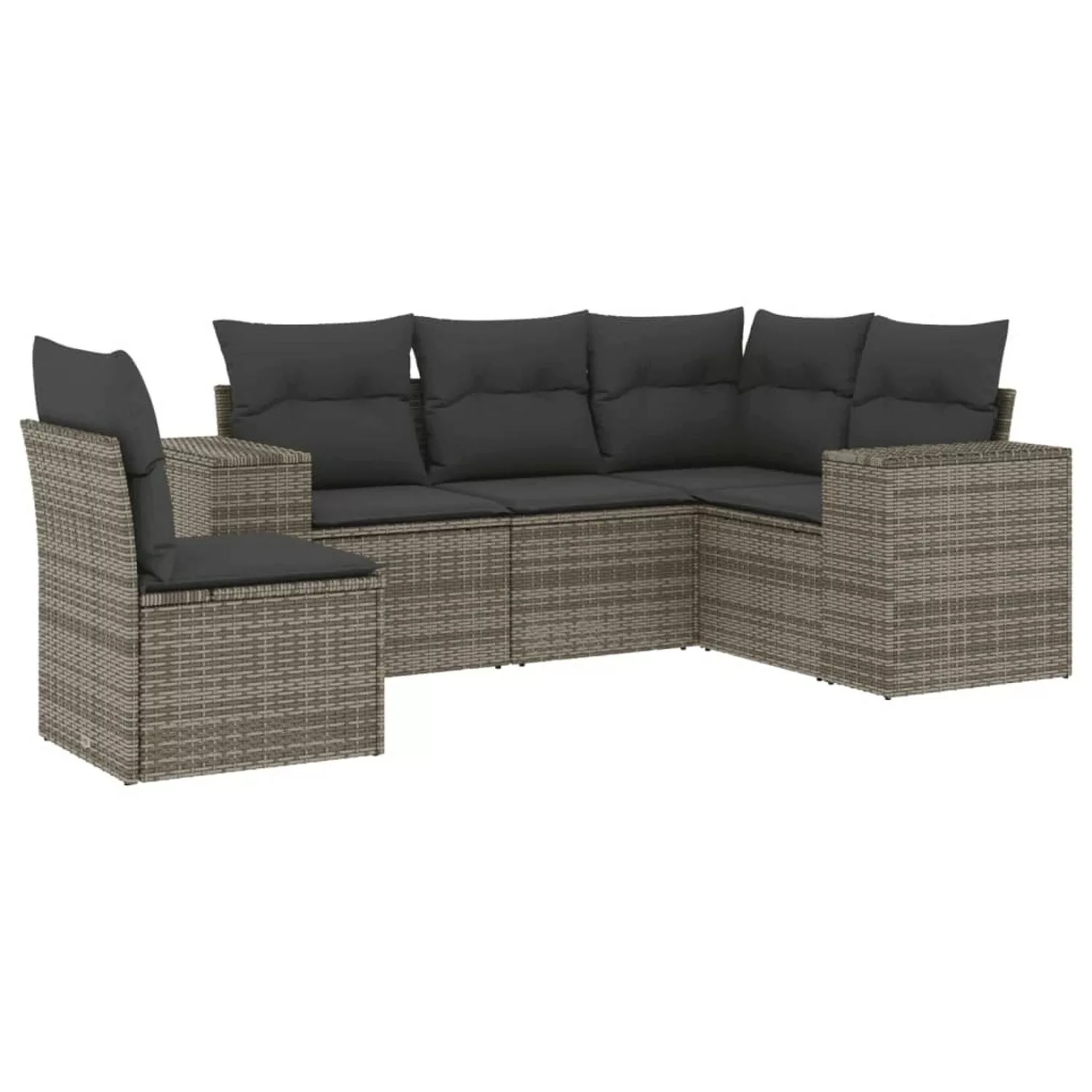 vidaXL 5-tlg Garten-Sofagarnitur mit Kissen Grau Poly Rattan Modell 83 günstig online kaufen