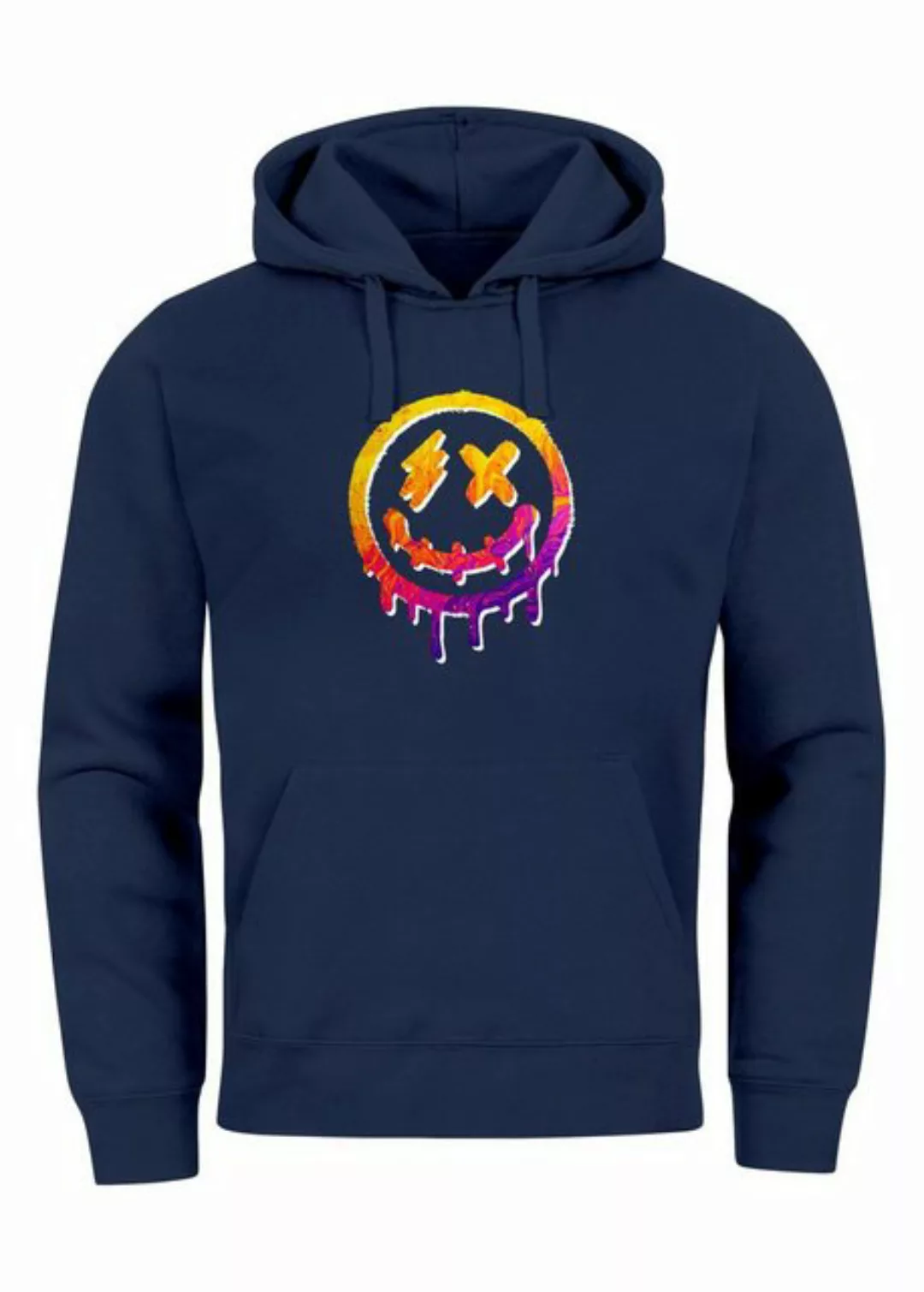 Neverless Hoodie Hoodie Herren Print Drip Face Smile Neon Aufdruck Motiv Ka günstig online kaufen