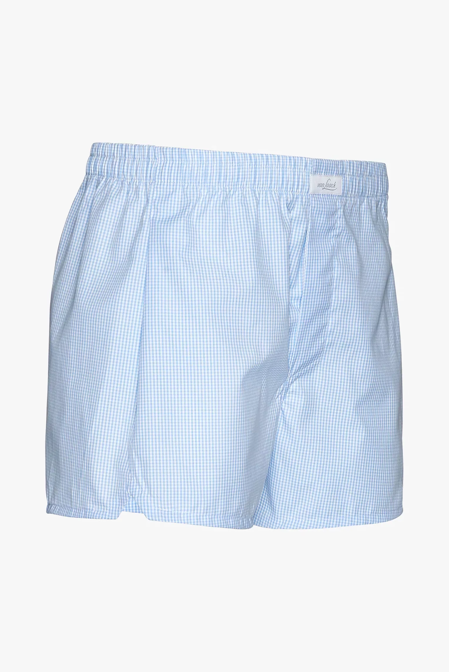 Bequeme karierte Boxershorts aus Baumwolle Hellblau günstig online kaufen