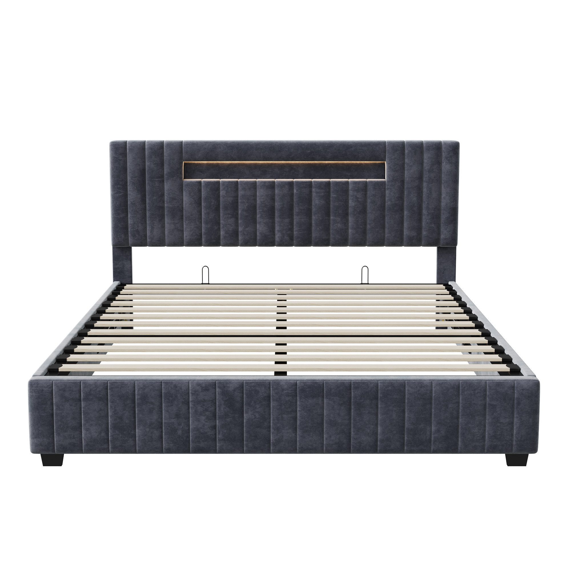 Gdood Polsterbett Stauraumbett Doppelbett LED SamtStoff günstig online kaufen