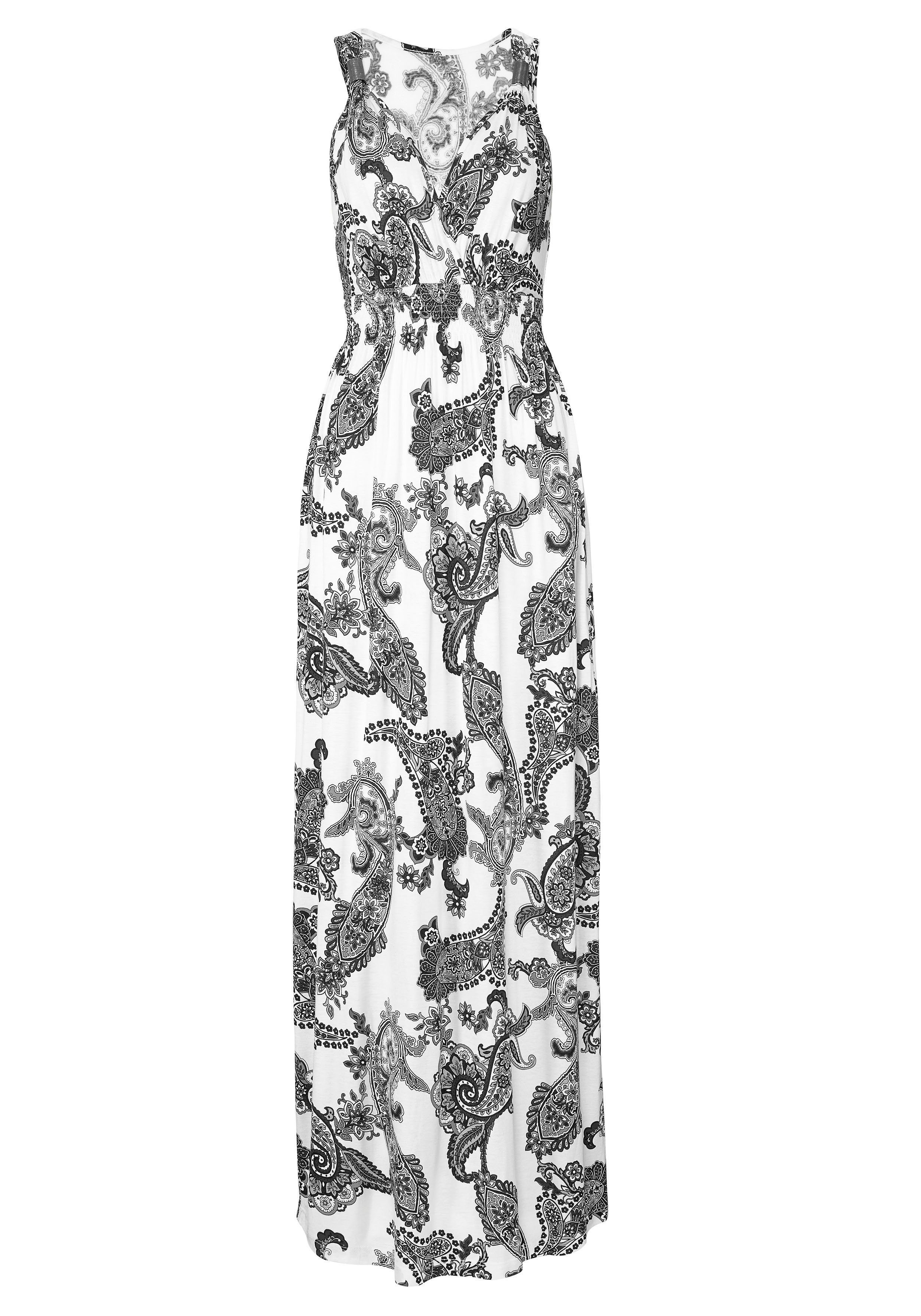 LASCANA Maxikleid, mit verstellbarem Ausschnitt im Alloverdruck, Sommerklei günstig online kaufen