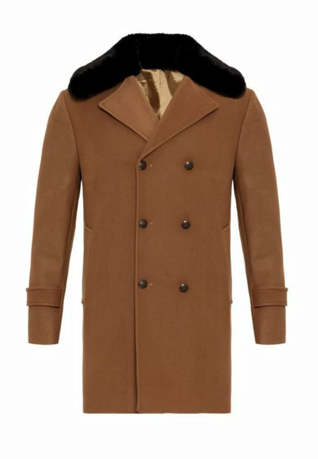 Antioch Wintermantel Faux Fur Detailed Collar Double Breasted Coat günstig online kaufen