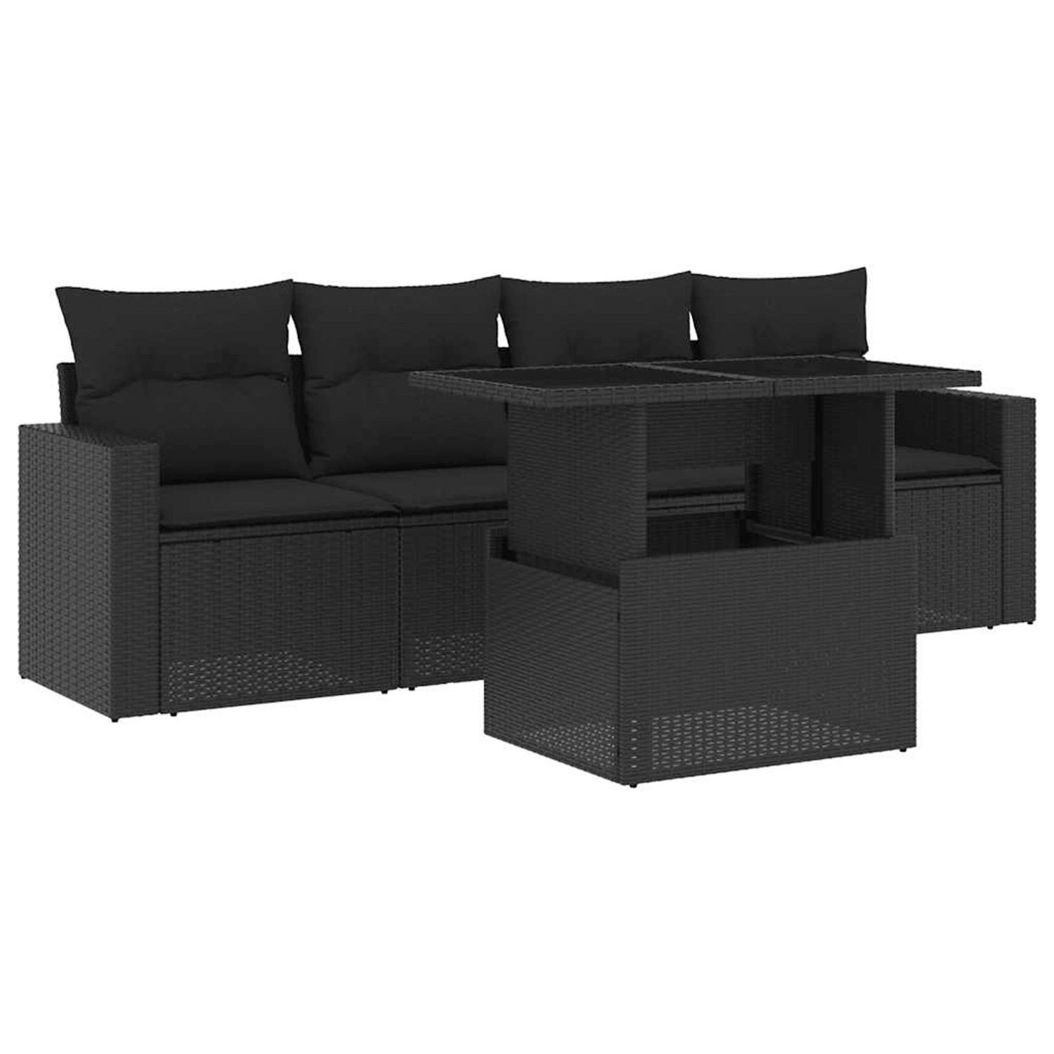vidaXL 5-Tlg Garten-Sofagarnitur mit Kissen Schwarz Poly Rattan 3267095 günstig online kaufen