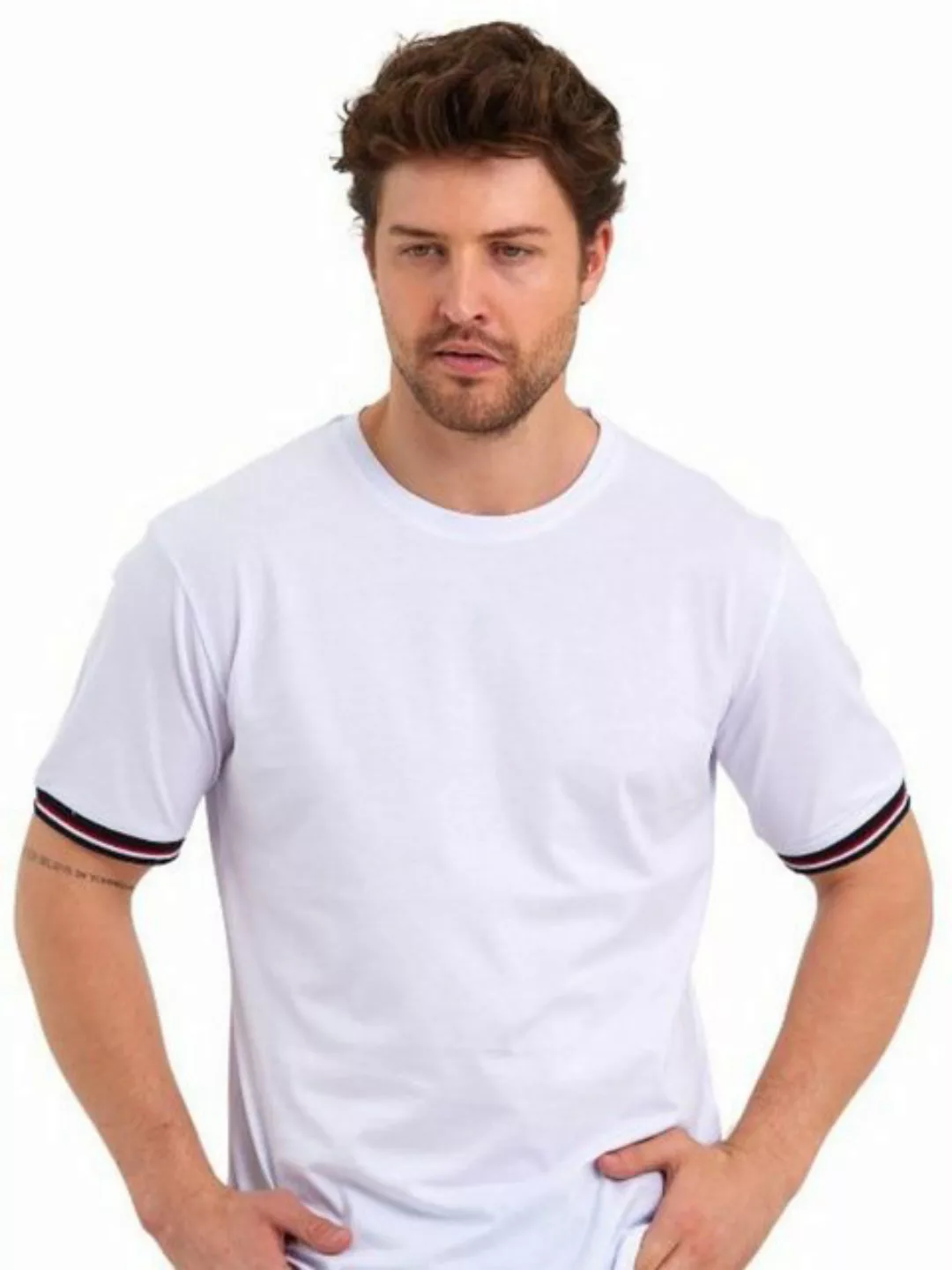 COMEOR T-Shirt Basic Herren Kurzarm Rundhalls (Packung, 1-tlg) mit gestreif günstig online kaufen