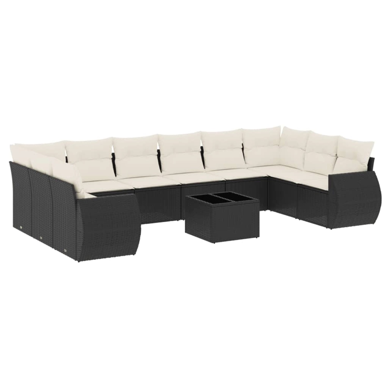 vidaXL 11-Tlg Garten-Sofagarnitur mit Kissen Schwarz Poly Rattan 3254213 günstig online kaufen