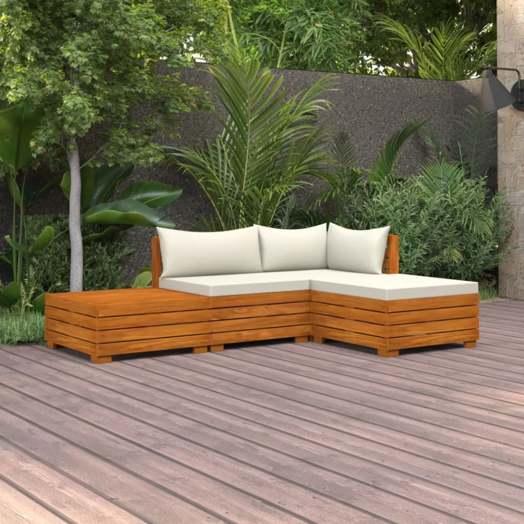 4-tlg. Garten-lounge-set Mit Kissen Massivholz Akazie günstig online kaufen