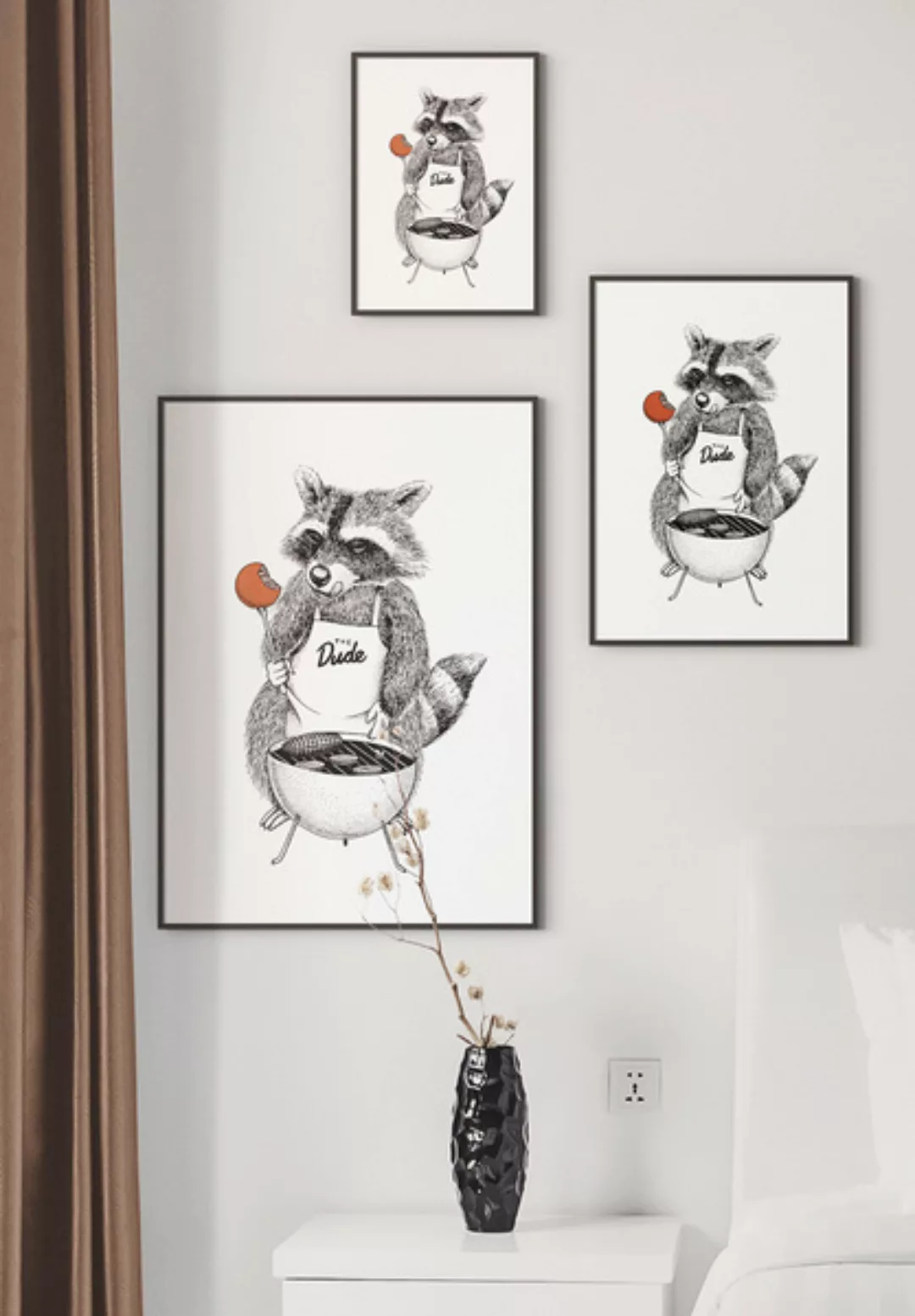 Poster Animal Raccoon Bbq günstig online kaufen