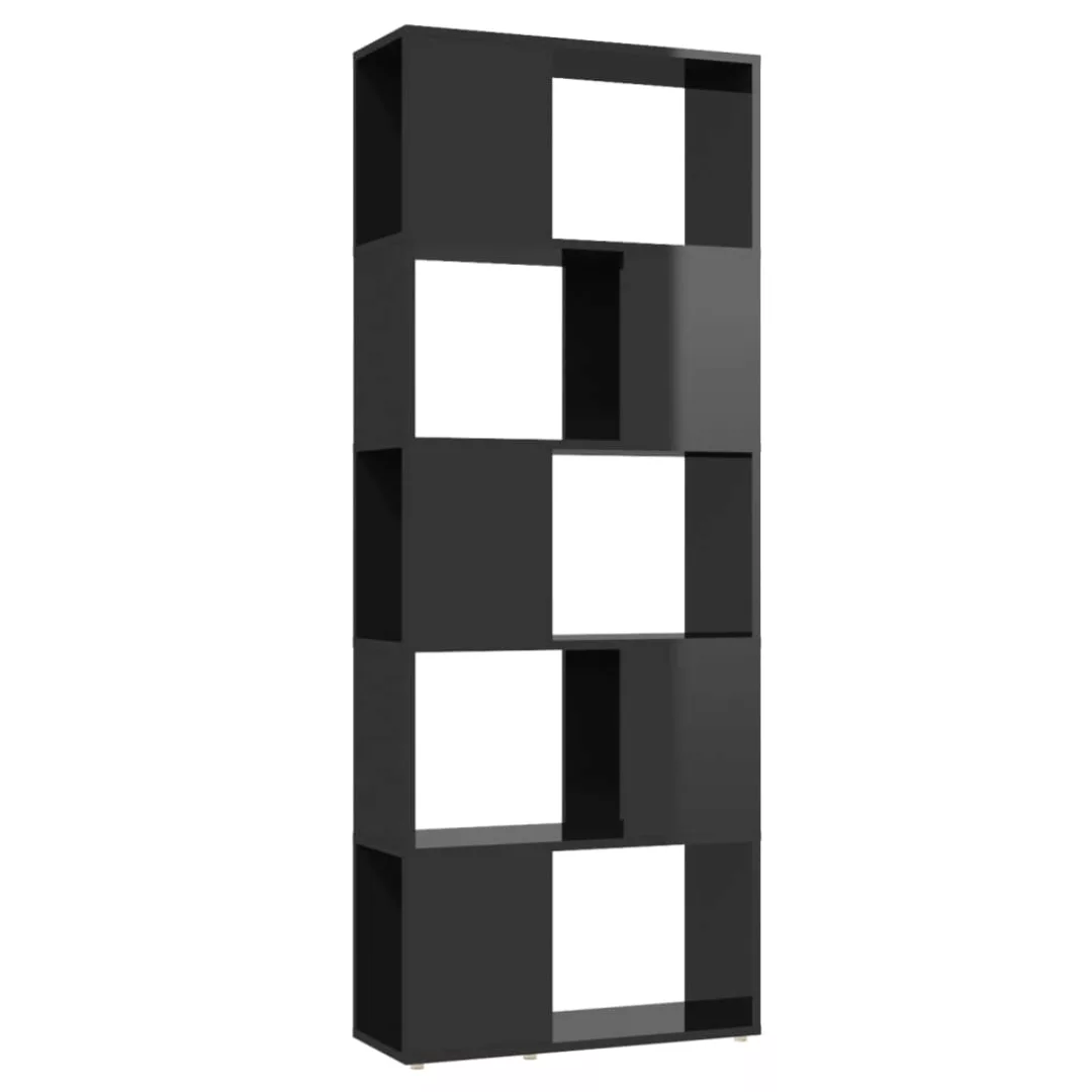 Bücherregal Raumteiler Hochglanz-schwarz 60x24x155 Cm günstig online kaufen