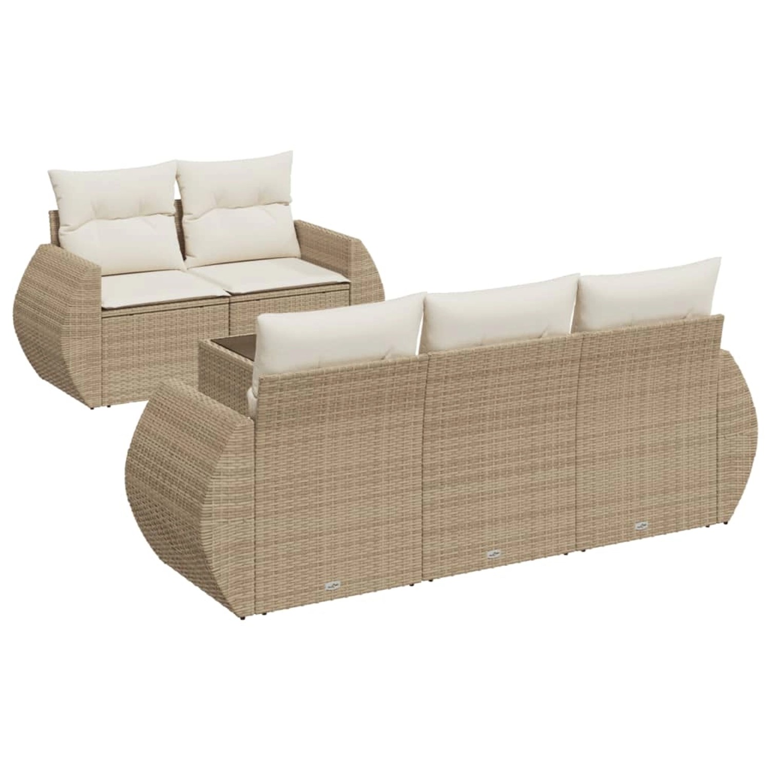 vidaXL 6-Tlg Garten-Sofagarnitur mit Kissen Beige Poly Rattan 3253435 günstig online kaufen