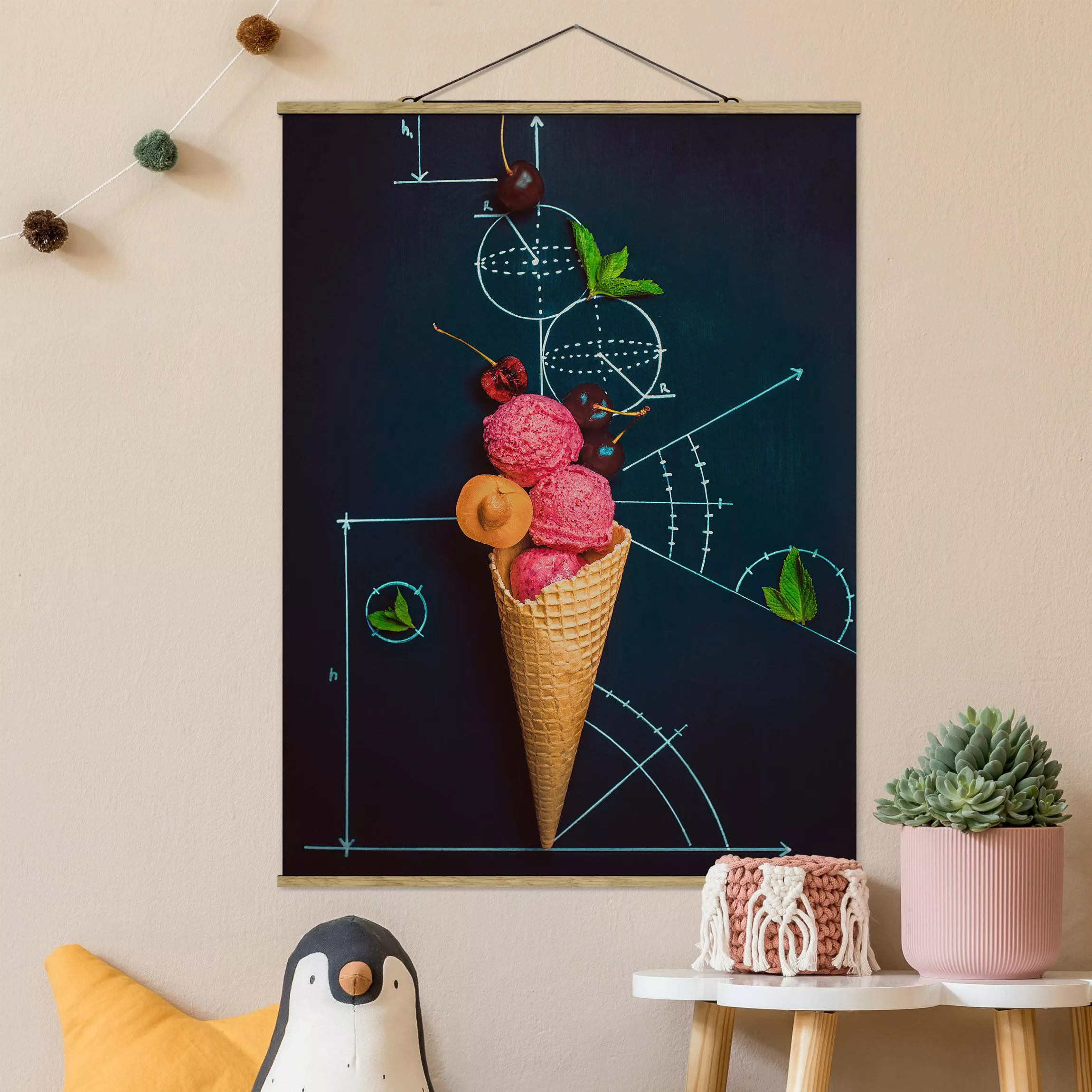 Stoffbild Küche mit Posterleisten - Hochformat Geometrie im Sommer günstig online kaufen