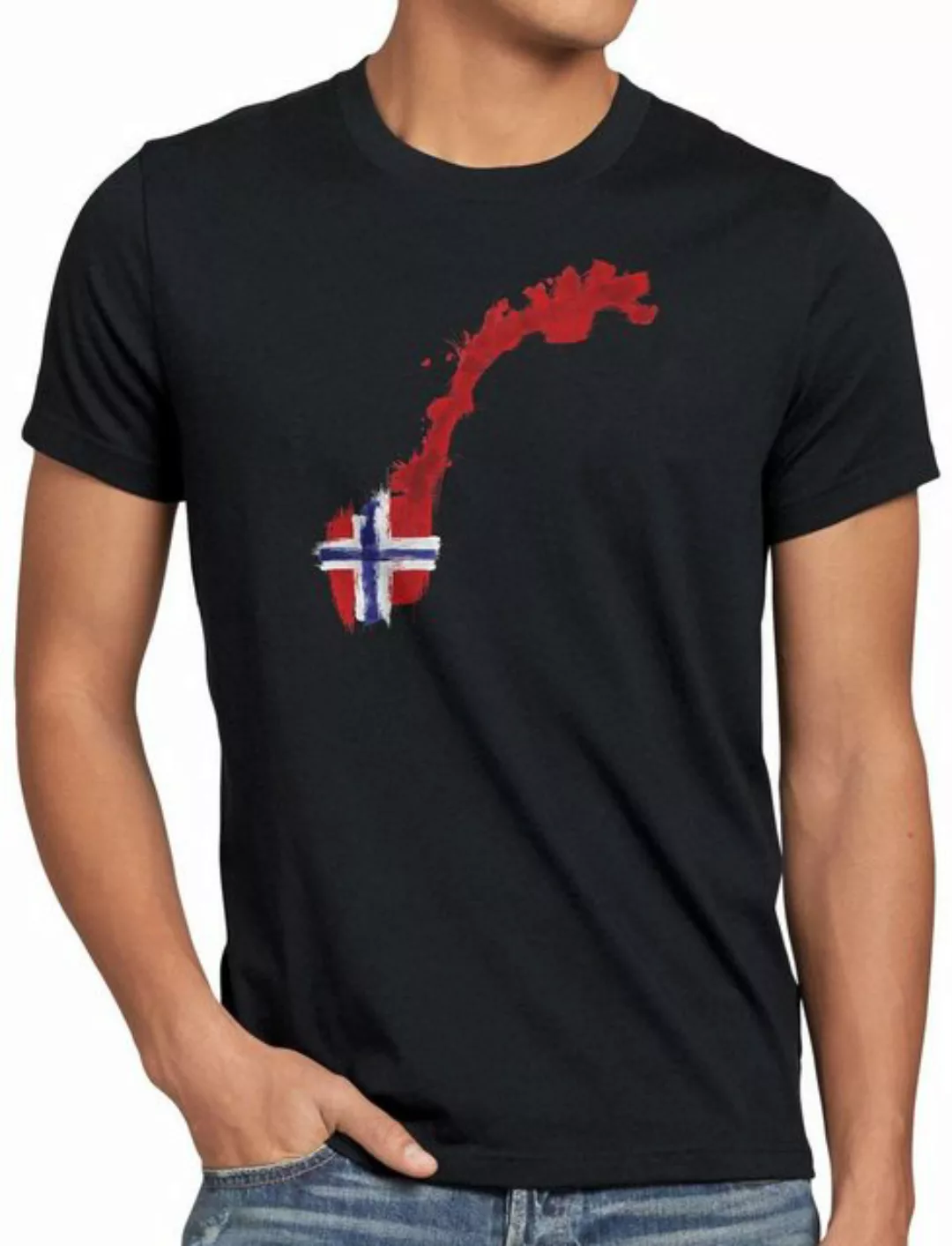 style3 Print-Shirt Herren T-Shirt Flagge Norwegen Fußball Sport Norway WM E günstig online kaufen