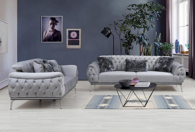 Xlmoebel Sofa Modernes Design Chesterfield Stoffsofa für das Wohnzimmer in günstig online kaufen