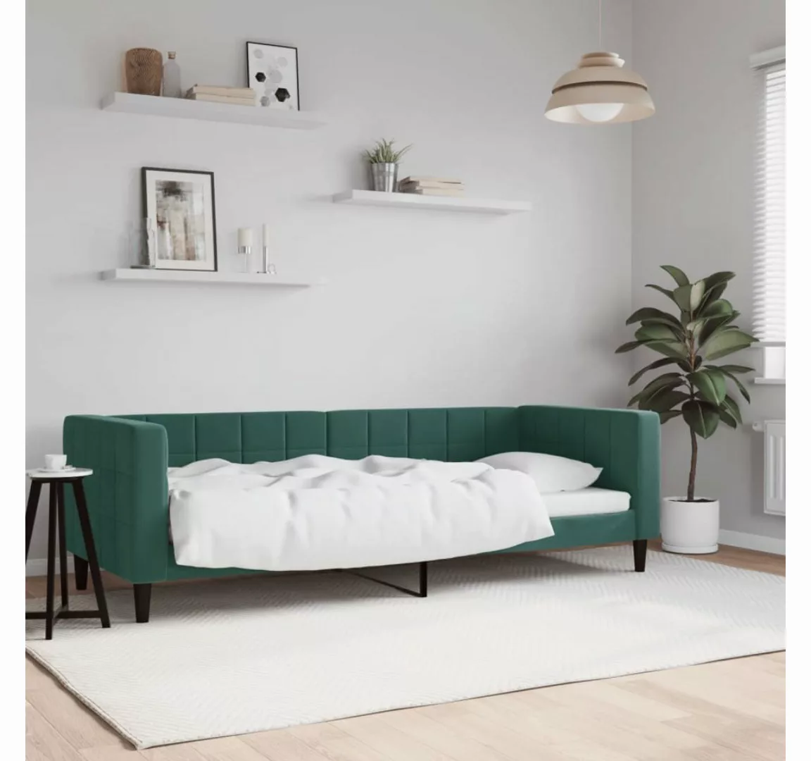 vidaXL Gästebett Tagesbett Dunkelgrün 80x200 cm Samt Gästebett Gästecouch G günstig online kaufen