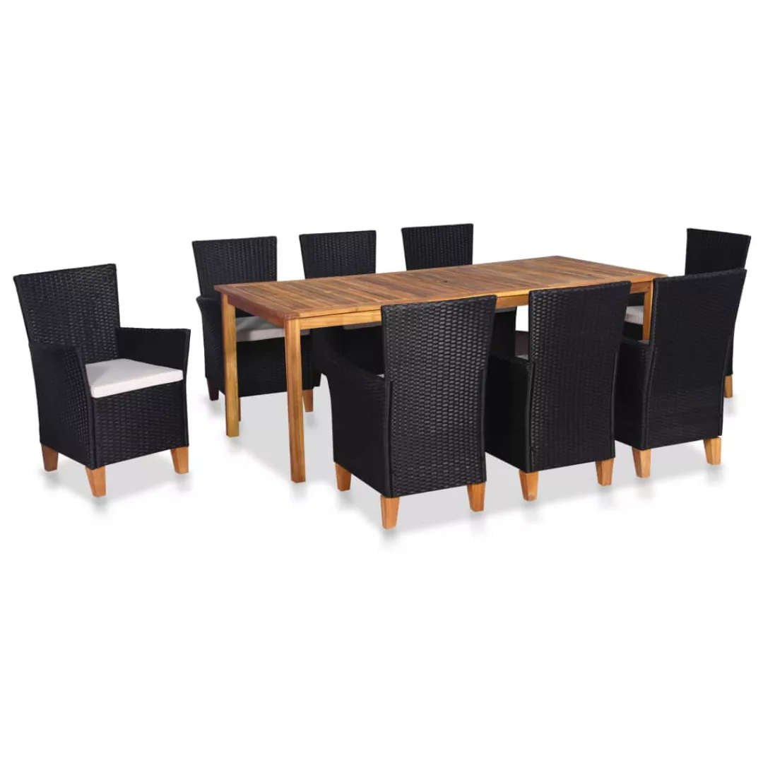 9-tlg. Garten-essgruppe Poly Rattan Schwarz Und Braun günstig online kaufen