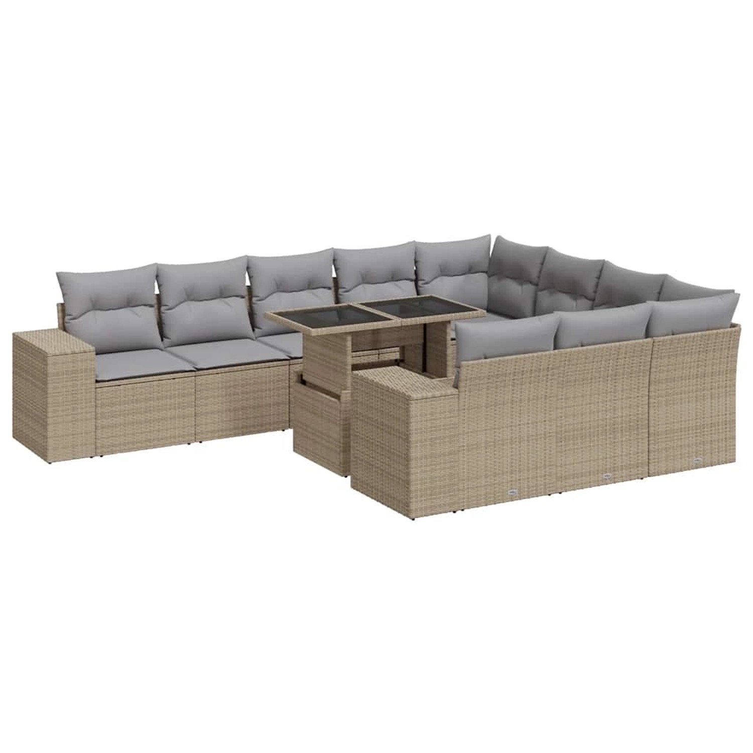 vidaXL 11-Tlg Garten-Sofagarnitur mit Kissen Beige Poly Rattan 3326870 günstig online kaufen