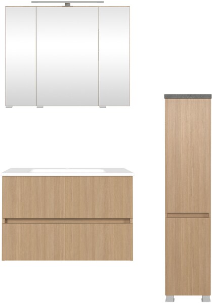 welltime Badmöbel-Set "Eixo", Set 110 cm breit, Badmöbel mit LED-Beleuchtun günstig online kaufen