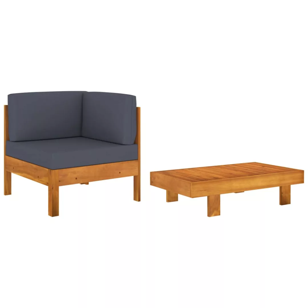 2-tlg. Garten-lounge-set Mit Dunkelgrauen Kissen Akazienholz günstig online kaufen