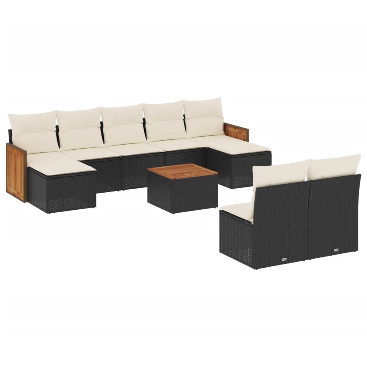 vidaXL 10-Tlg Garten-Sofagarnitur mit Kissen Schwarz Poly Rattan 3228058 günstig online kaufen