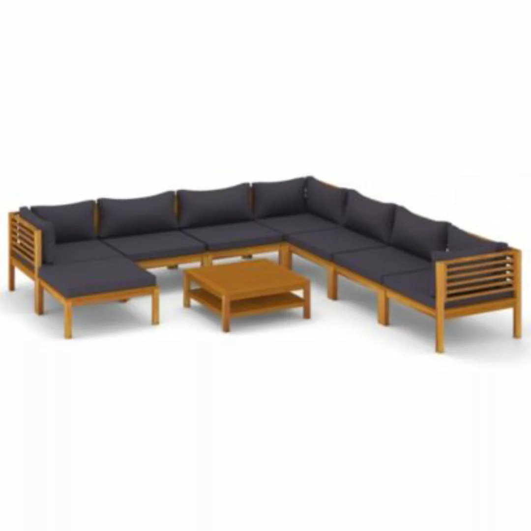 9-tlg. Garten-lounge-set Mit Auflage Massivholz Akazie günstig online kaufen