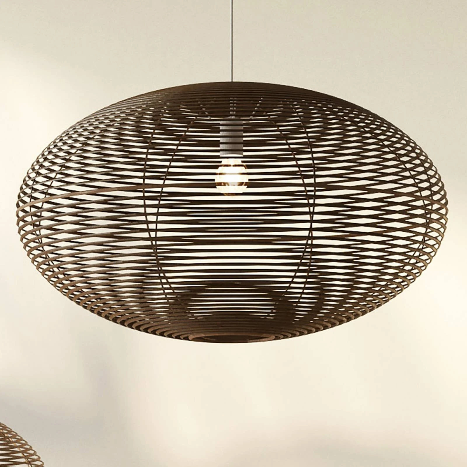 Hängeleuchte RATTAN, Ø 60 cm, naturbraun, Rattan, E27 günstig online kaufen