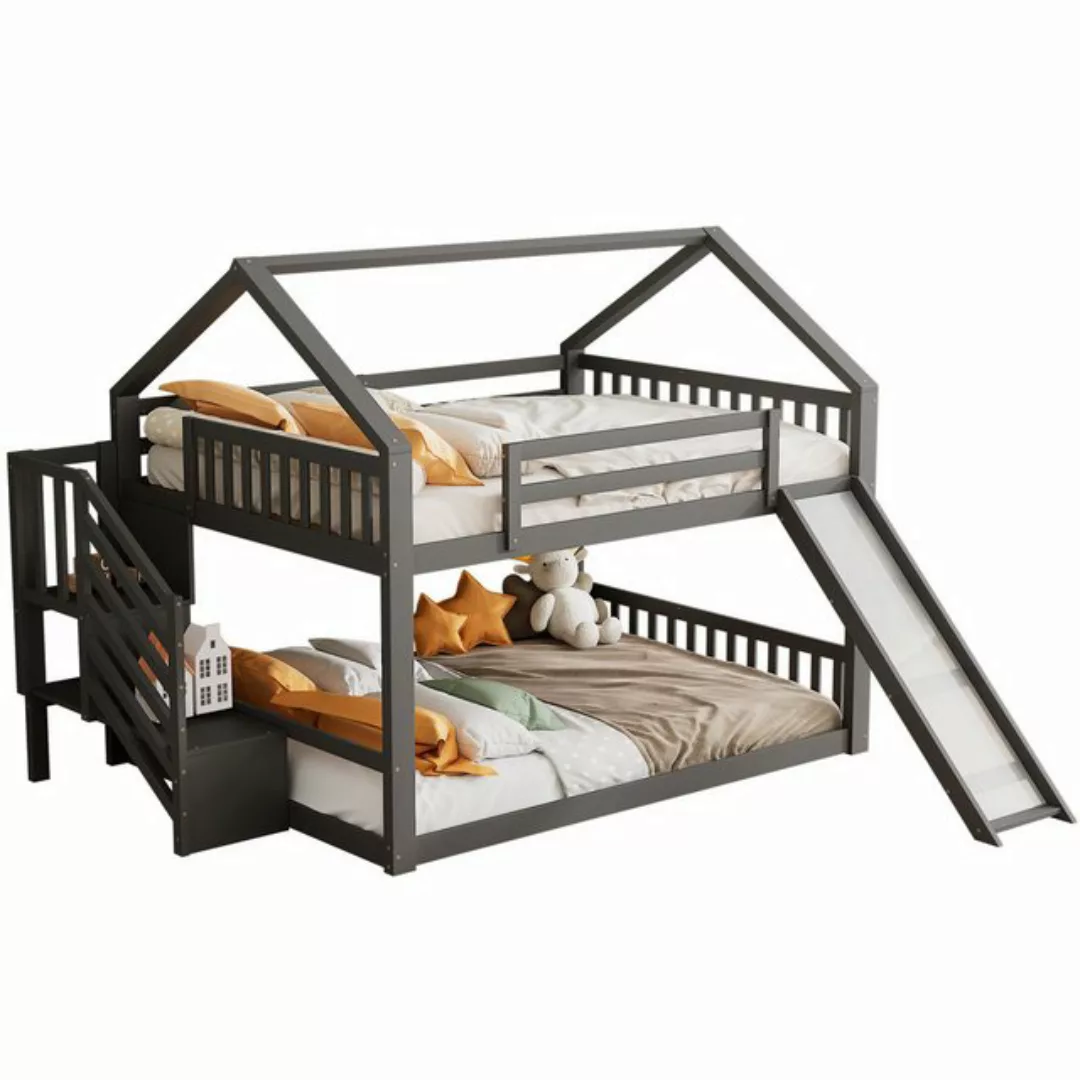 OKWISH Bett Etagenbett, Kinderbett, Hausbett 90x200cm (mit Geländer, geeign günstig online kaufen