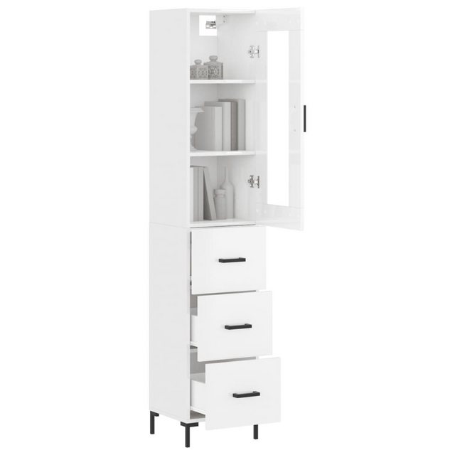 vidaXL Vitrine Highboard Hochglanz-Weiß 34,5x34x180 cm Spanplatte Glas Vitr günstig online kaufen