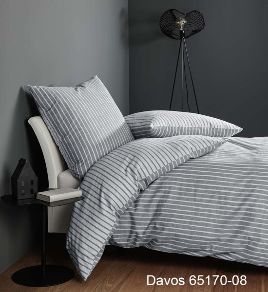 Janine Janine Feinbiber Bettwäsche DAVOS 65170 grau Größe:  155x220 cm + 80 günstig online kaufen