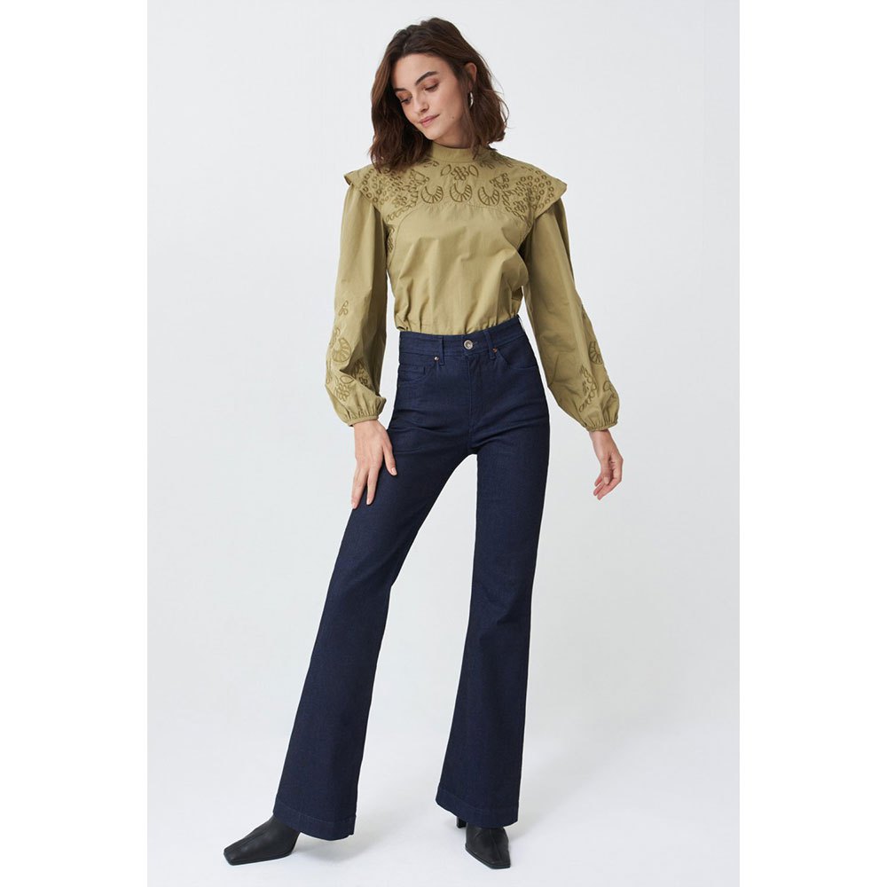 Salsa Jeans 126225-502 / Tunic Perforated Embroidery Langarm Bluse XL Green günstig online kaufen