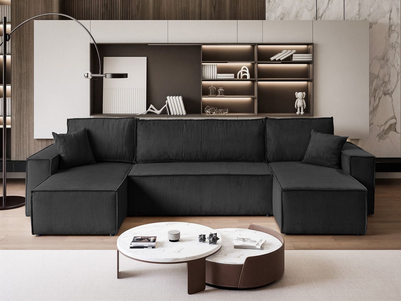 Lookway Wohnlandschaft CARLOS U CORD Gepolstertes Sofa in U-Form, Schlaffun günstig online kaufen