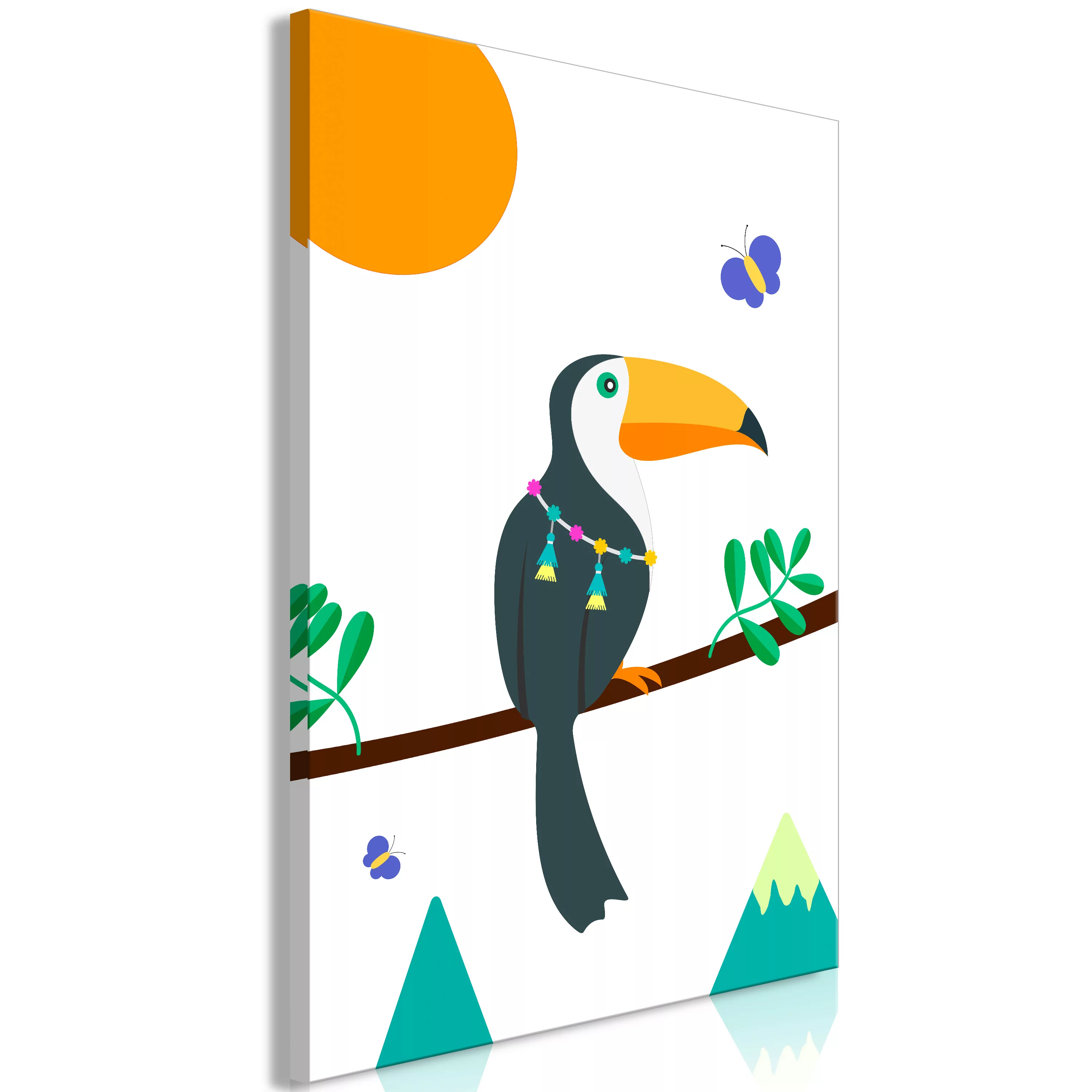 Wandbild - Toucan And Butterflies (1 Part) Vertical günstig online kaufen