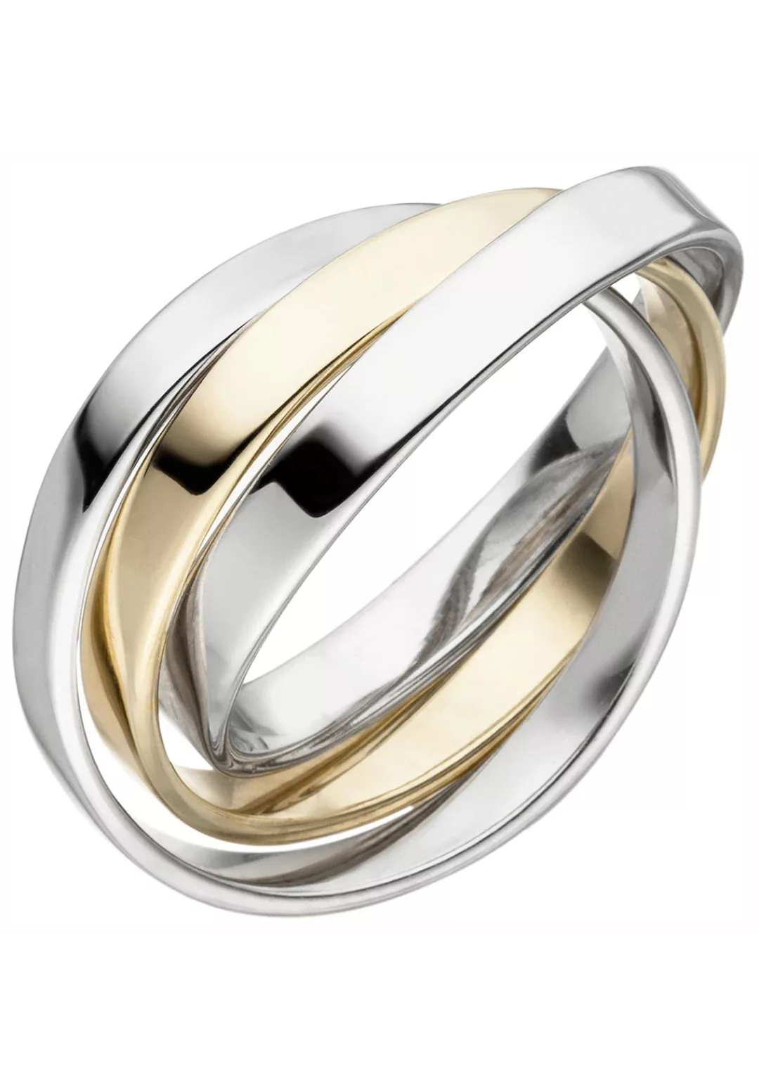 JOBO Fingerring, 3-reihig verschlungen 925 Silber bicolor vergoldet günstig online kaufen