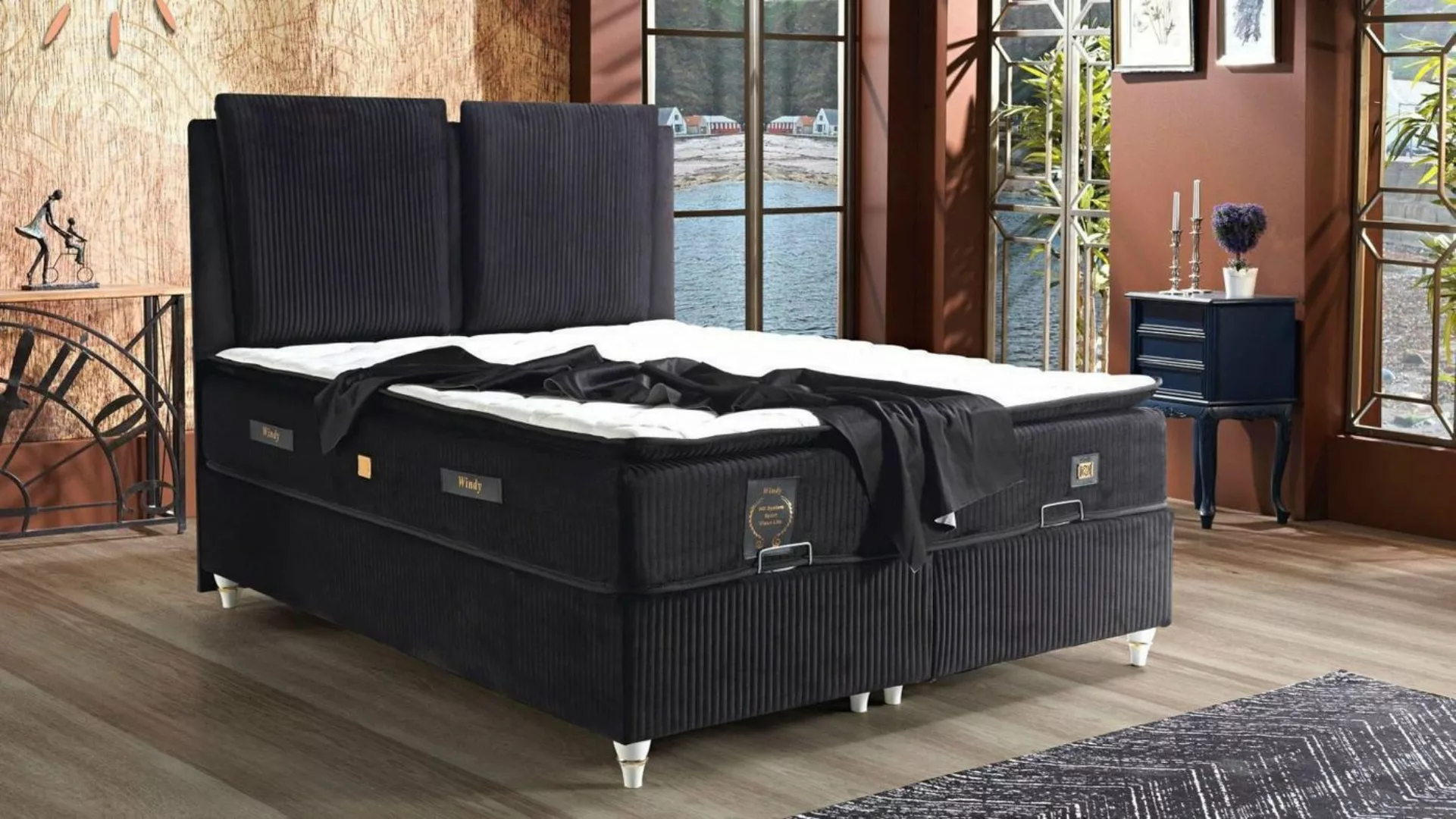 JVmoebel Bett Bett Design Betten Luxus Boxspring Polster Schlafzimmer Möbel günstig online kaufen