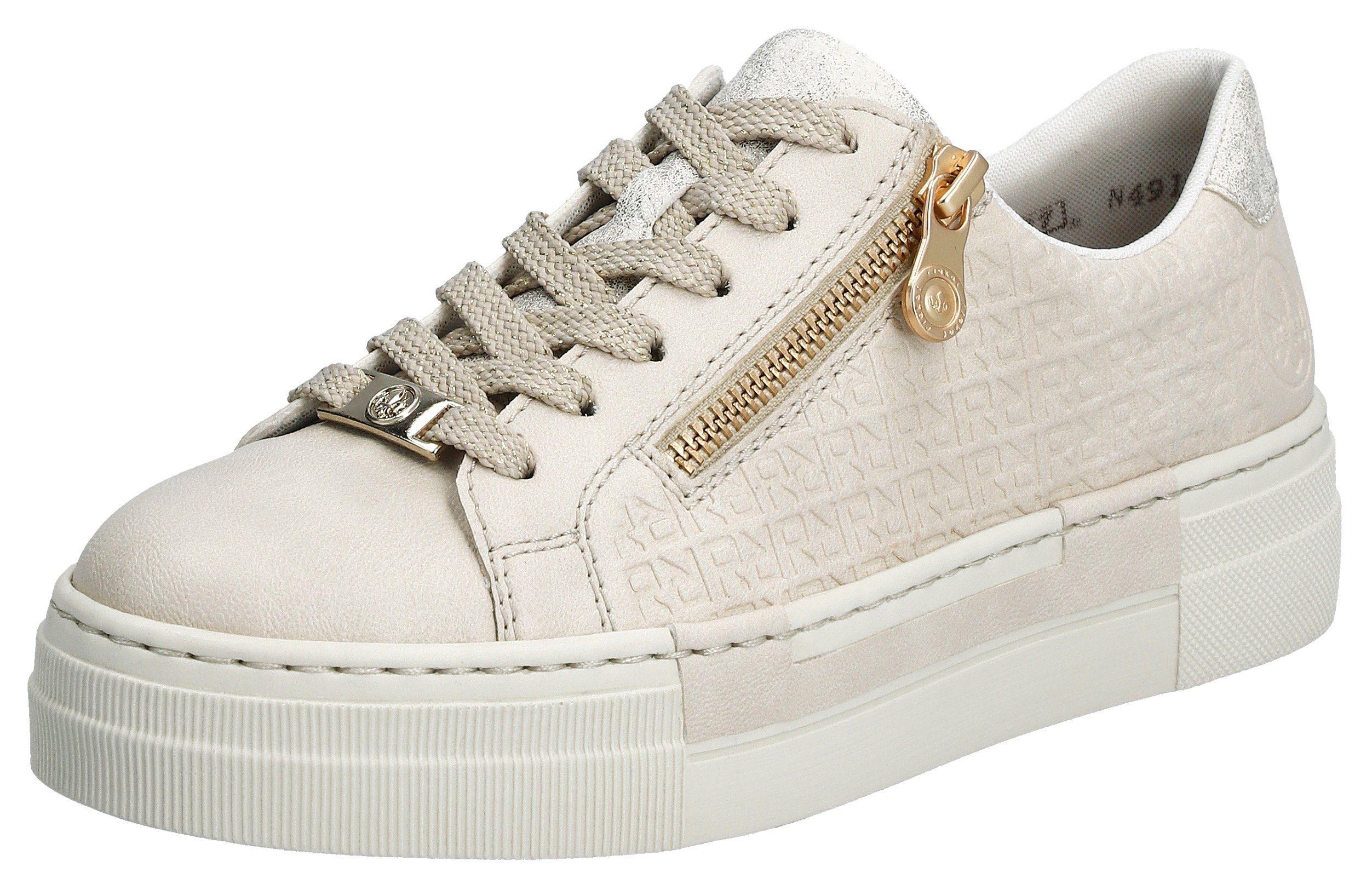 Rieker Plateausneaker mit goldfarbenem Reißverschluss, Freizeitschuh, günstig online kaufen