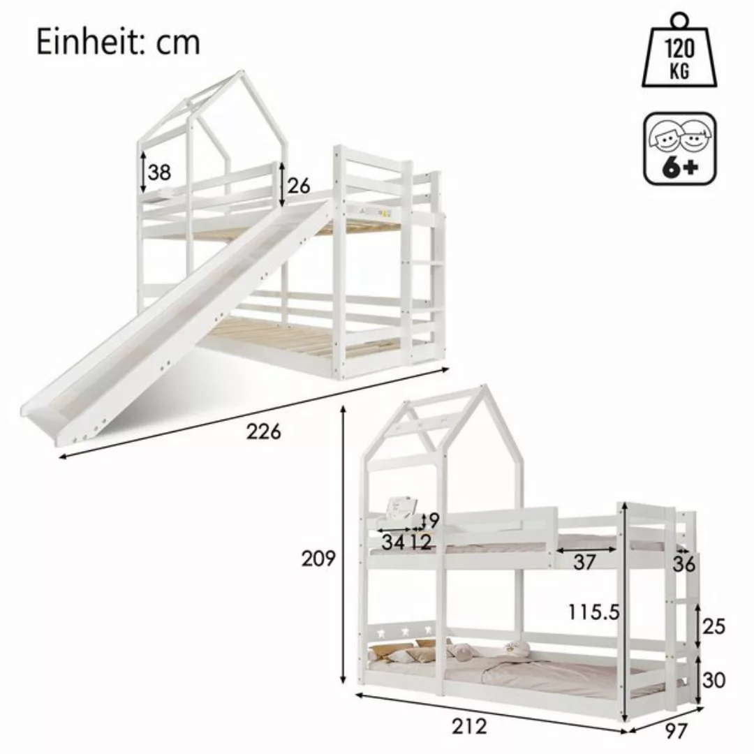 Celya Kinderbett Baumhaus 90 x 200 cm mit Rutsche und Leiter, Hochbett für günstig online kaufen