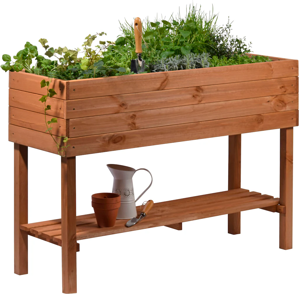 Dobar Großes Hochbeet mit Ablagefläche Braun 80 cm x 117 cm  x 40 cm FSC® günstig online kaufen