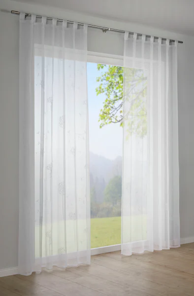 Gardine »Schal Voile mit Flockprint Pusteblume«, (1 St.), mit Schlaufen günstig online kaufen
