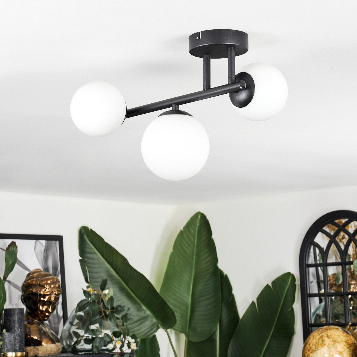 hofstein Deckenleuchte 3-flammige Deckenlampe aus Metall/Glas günstig online kaufen