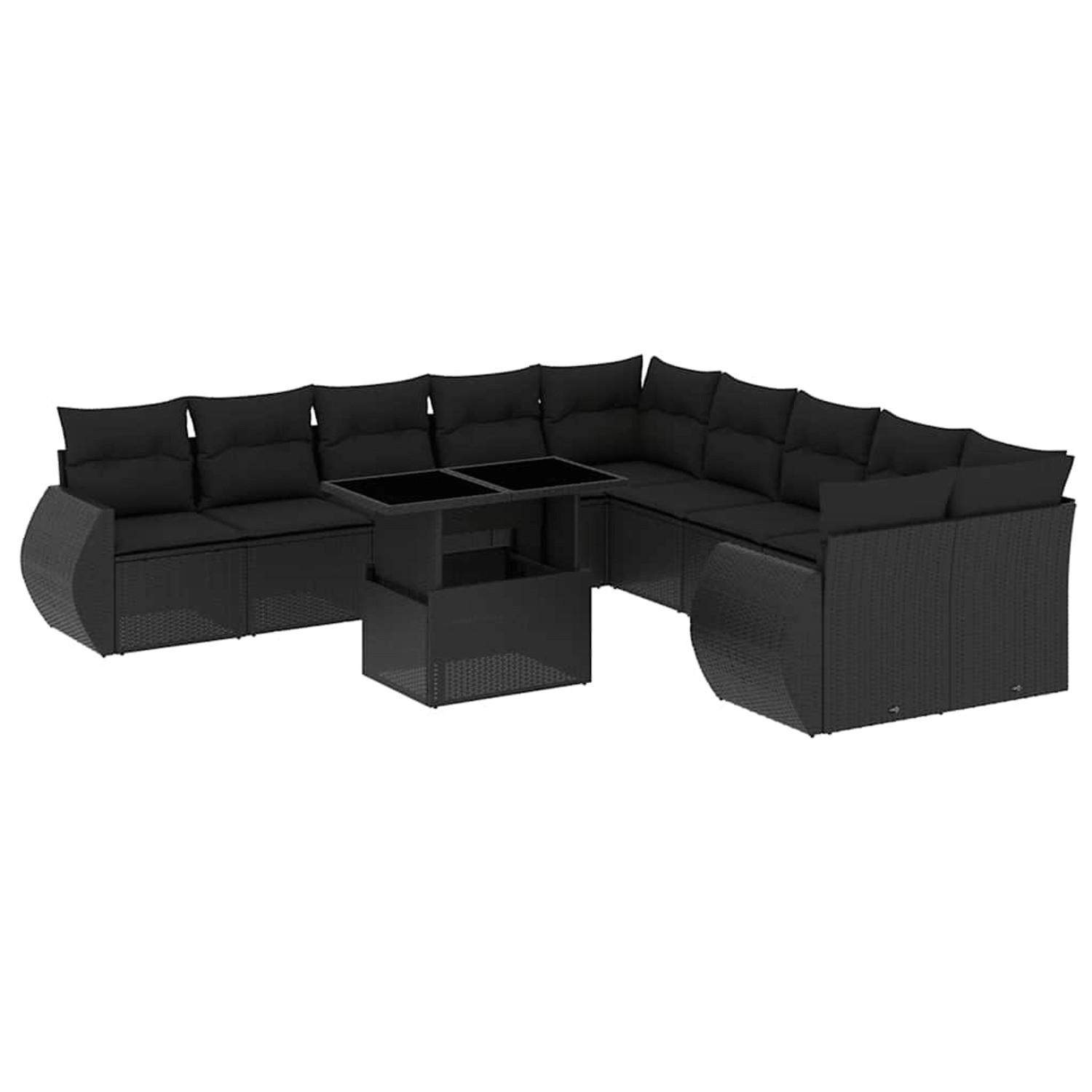 vidaXL 11-Tlg Garten-Sofagarnitur mit Kissen Schwarz Poly Rattan 3268795 günstig online kaufen