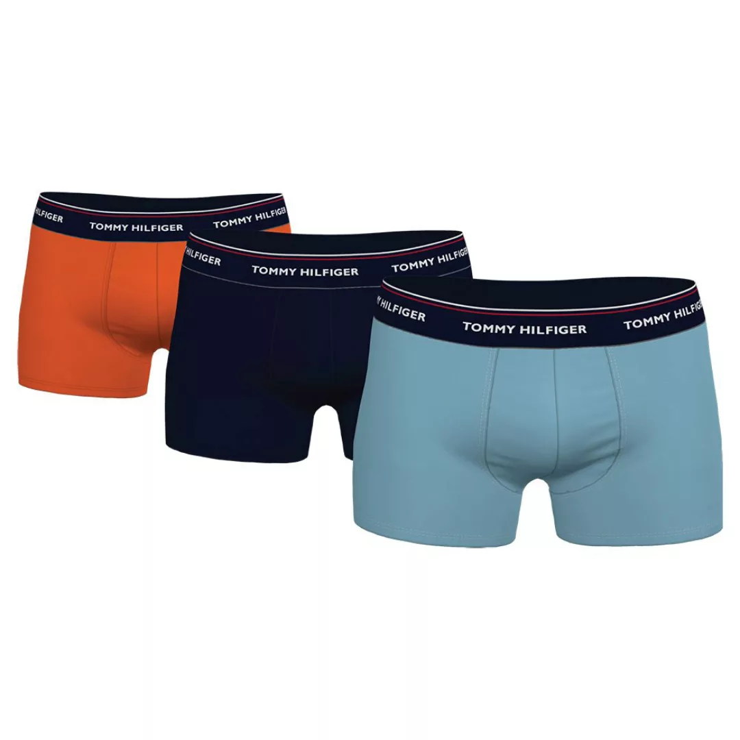 Tommy Hilfiger – Unterhosen in Orange/Schwarz/Blau mit Logobund im 3er-Pack günstig online kaufen