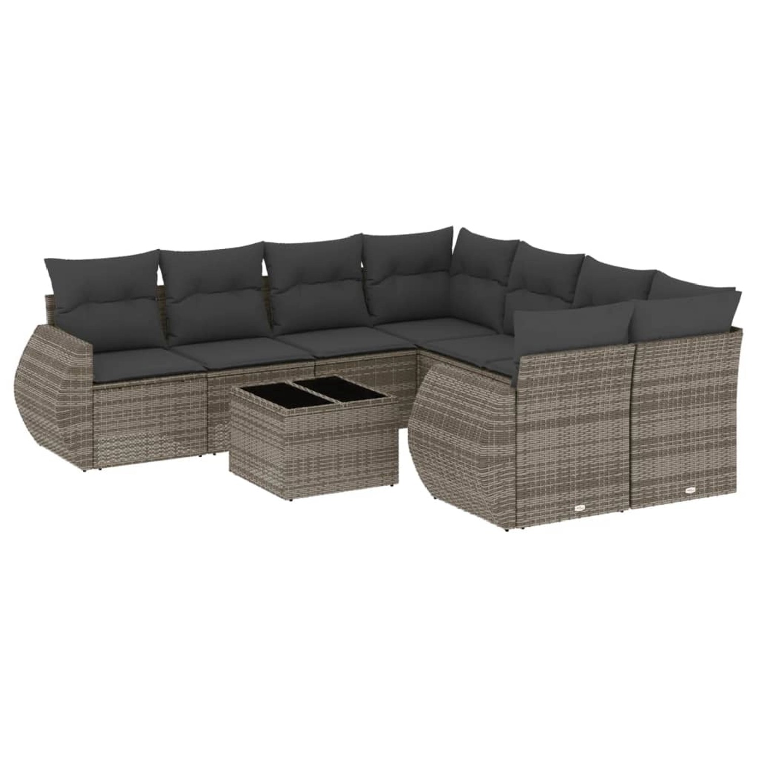 vidaXL 9-Tlg Garten-Sofagarnitur mit Kissen Grau Poly Rattan 3253497 günstig online kaufen