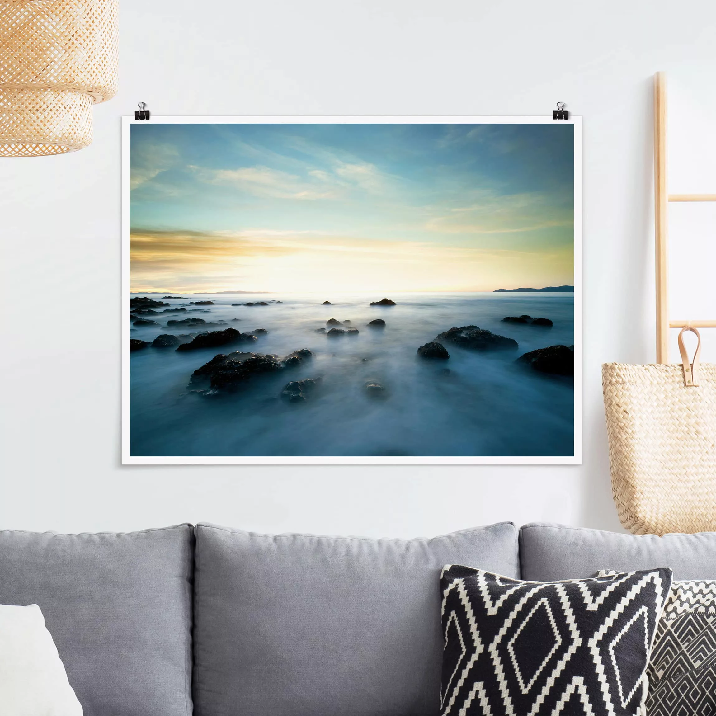 Poster Strand - Querformat Sonnenuntergang über dem Ozean günstig online kaufen