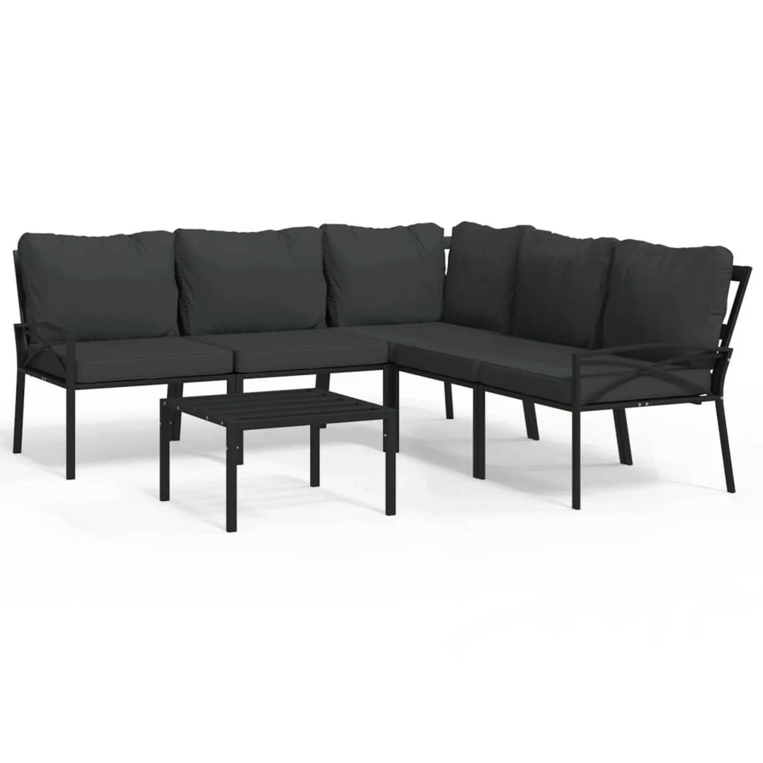 Vidaxl 6-tlg. Garten-lounge-set Mit Grauen Kissen Stahl günstig online kaufen