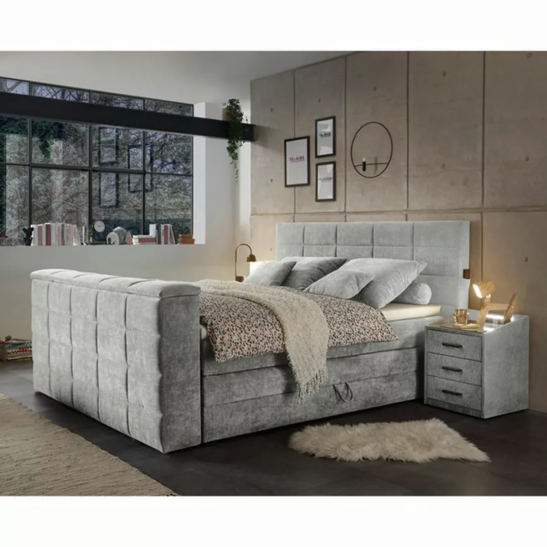 Lomadox Boxspringbett DURAZNO-09, 180x200 cm, mit TV-Halterung, mit Bettkas günstig online kaufen