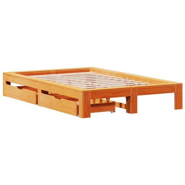 vidaXL Bett Massivholzbett ohne Matratze Wachsbraun 120x190 cm Kiefernholz günstig online kaufen